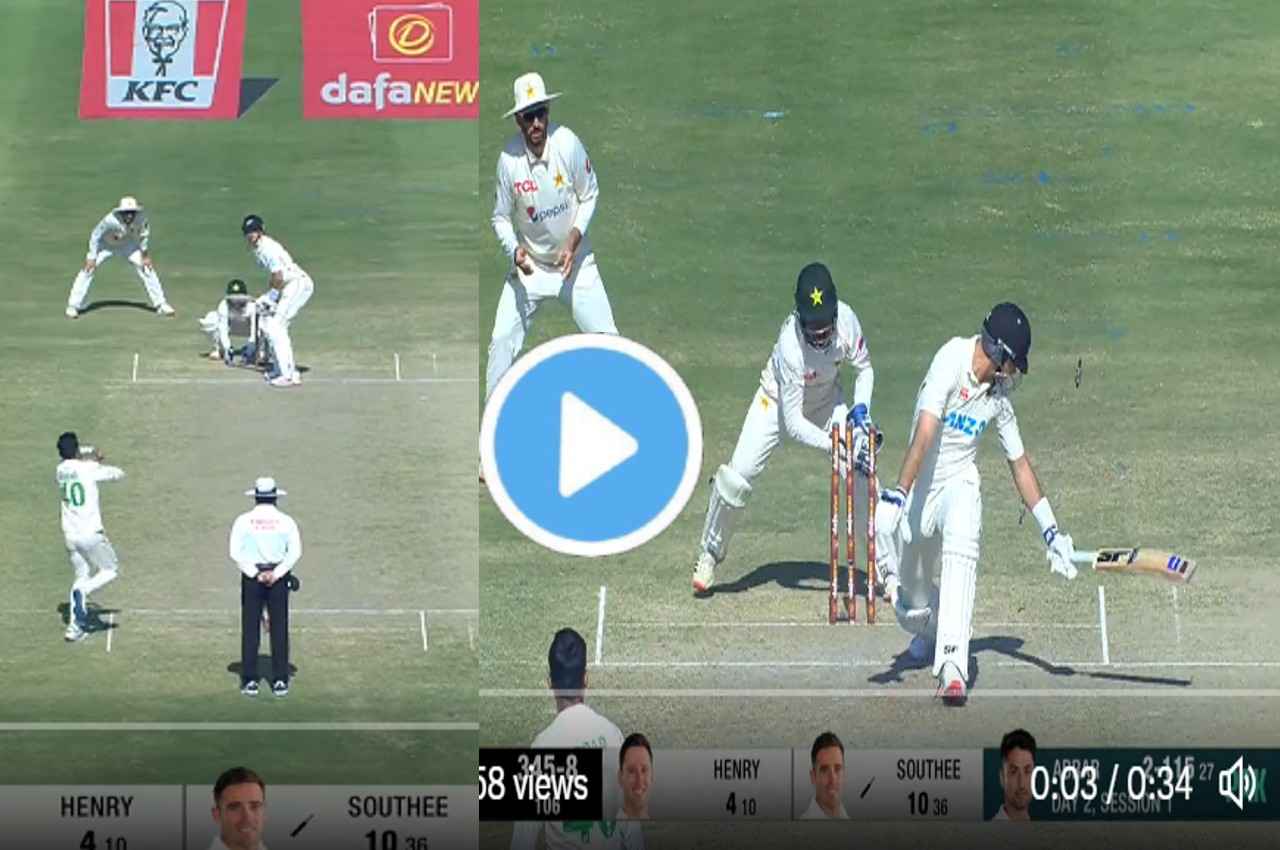 PAK vs NZ live score Tim Southee st Sarfaraz bowled Abrar Ahmed