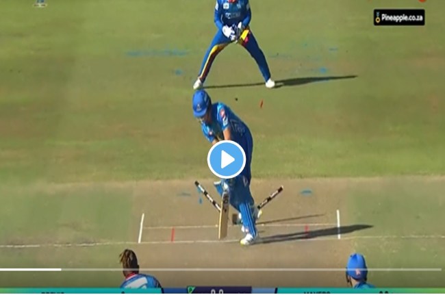 kyle mayers dangerous yorker clean bowled dewald brewis