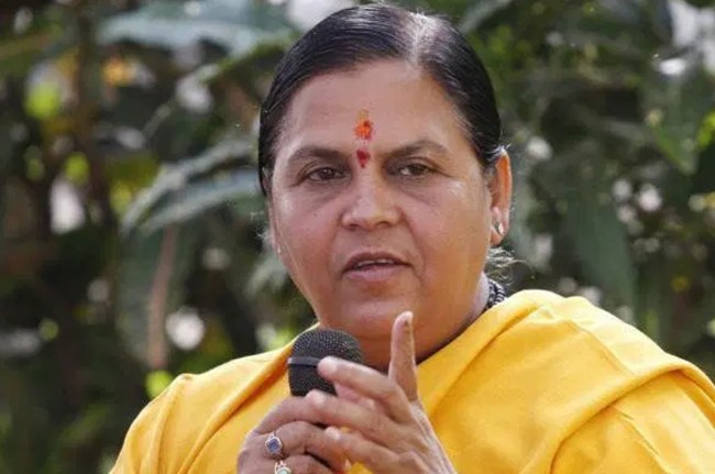 uma bharti stayed bhopal temple demand liquor policy