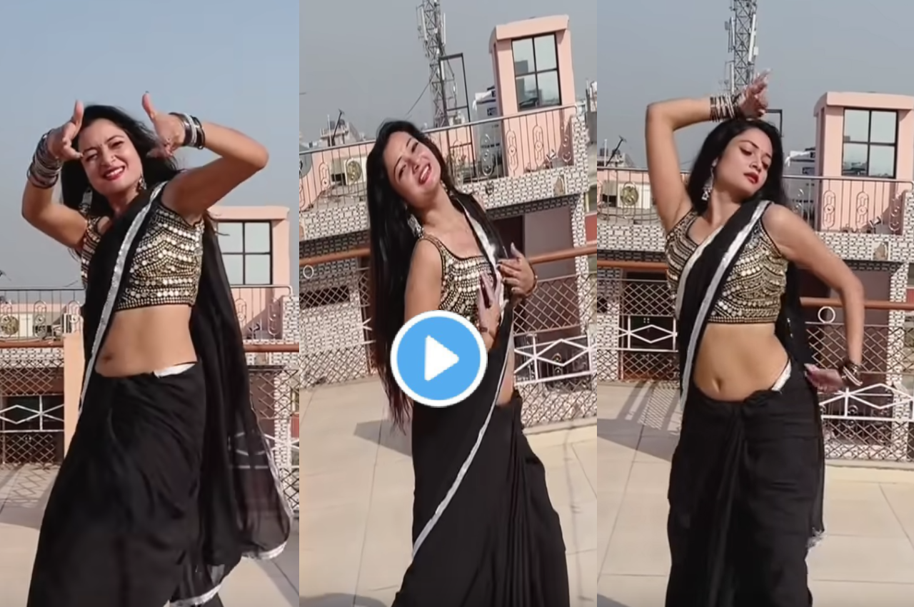 Desi Bhabhi did stormy dance in black saree