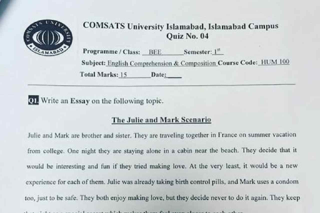 Pak University Exam Sparks Row, Question on Physical relation, Pak University Exam
