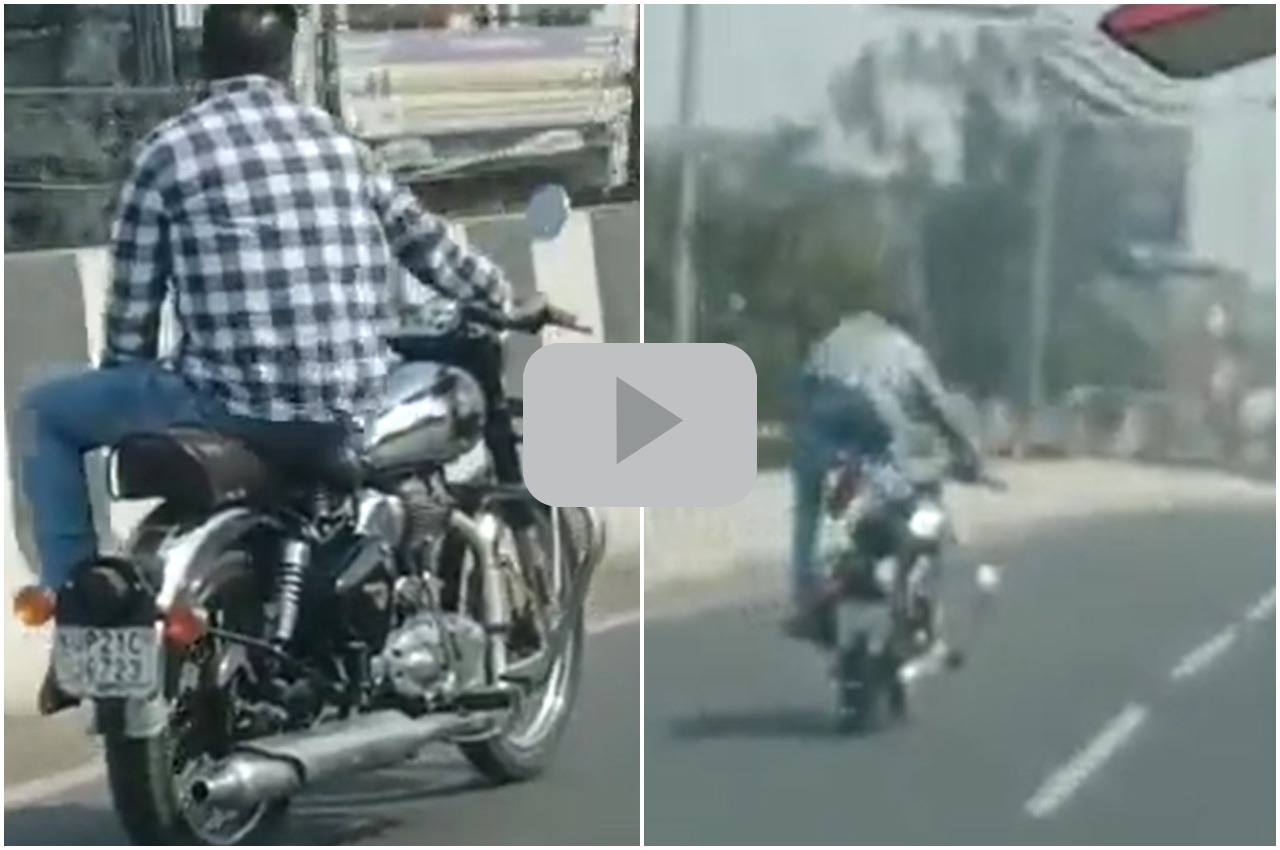 Viral Video: A Moradabad boy showed amazing stunts on bullet, like Raja Babu film