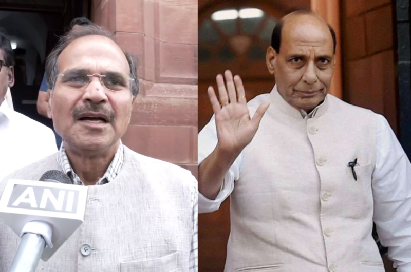 Adhir Ranjan Vs Rajnath Singh, New Delhi, Delhi News, Loksabha Speaker, Congress MP Adhir Ranjan Chowdhury, letter to Om Birla, Rajnath Singh comments on Rahul Gandhi