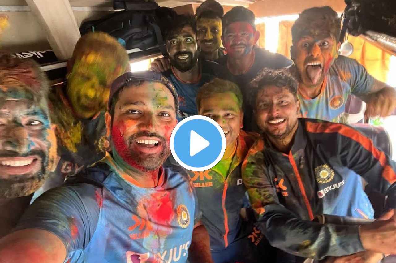 Indian players celebrating Holi