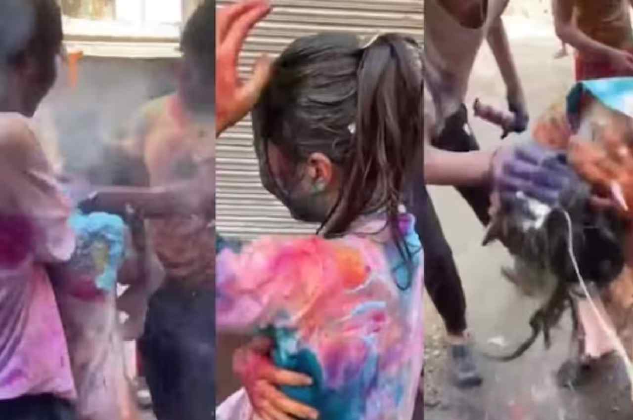 foreigners molestation video on holi,japanese woman holi,japanese woman holi video,japanese woman video,japanese woman viral video