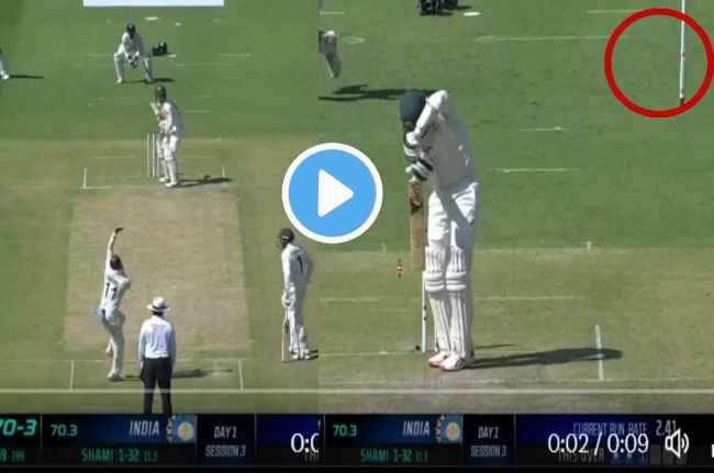 IND vs AUS live Mohammed Shami dismissed Handscomb uprooted stump