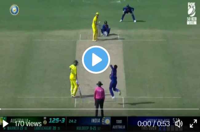 IND vs AUS 3rd Odi live David Warner dismissed Kuldeep Yadav catch by hardik pandya