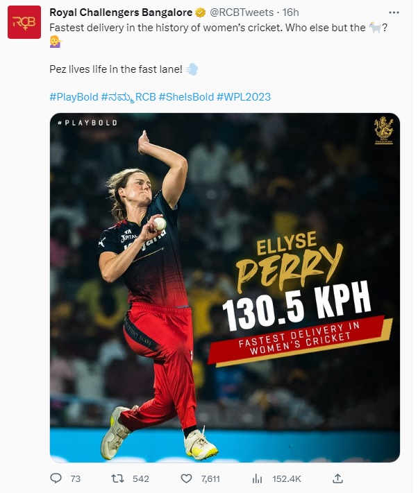 RCB Tweet on Elyssa Perry