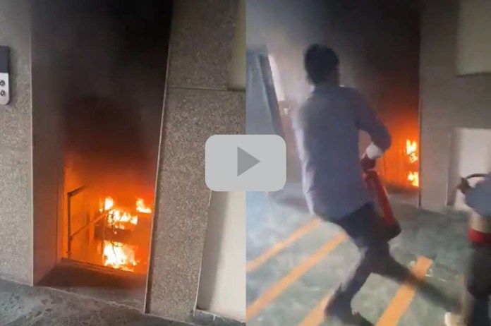 Viral Video: Fire in lift of housing society in Ghaziabad