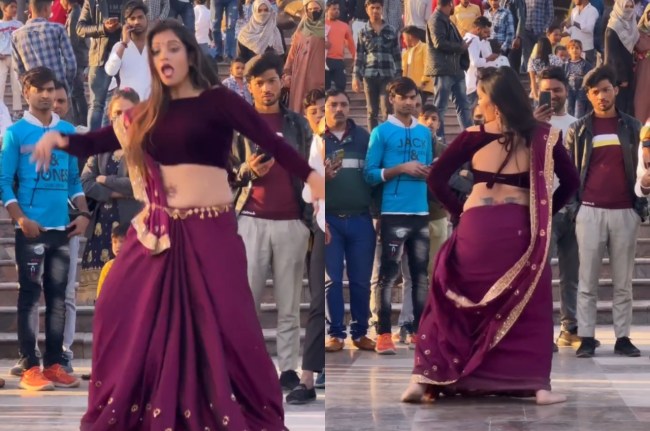 रील बनाने के चक्कर में बीच बाजार डांस viral video, trending video, instagram reels