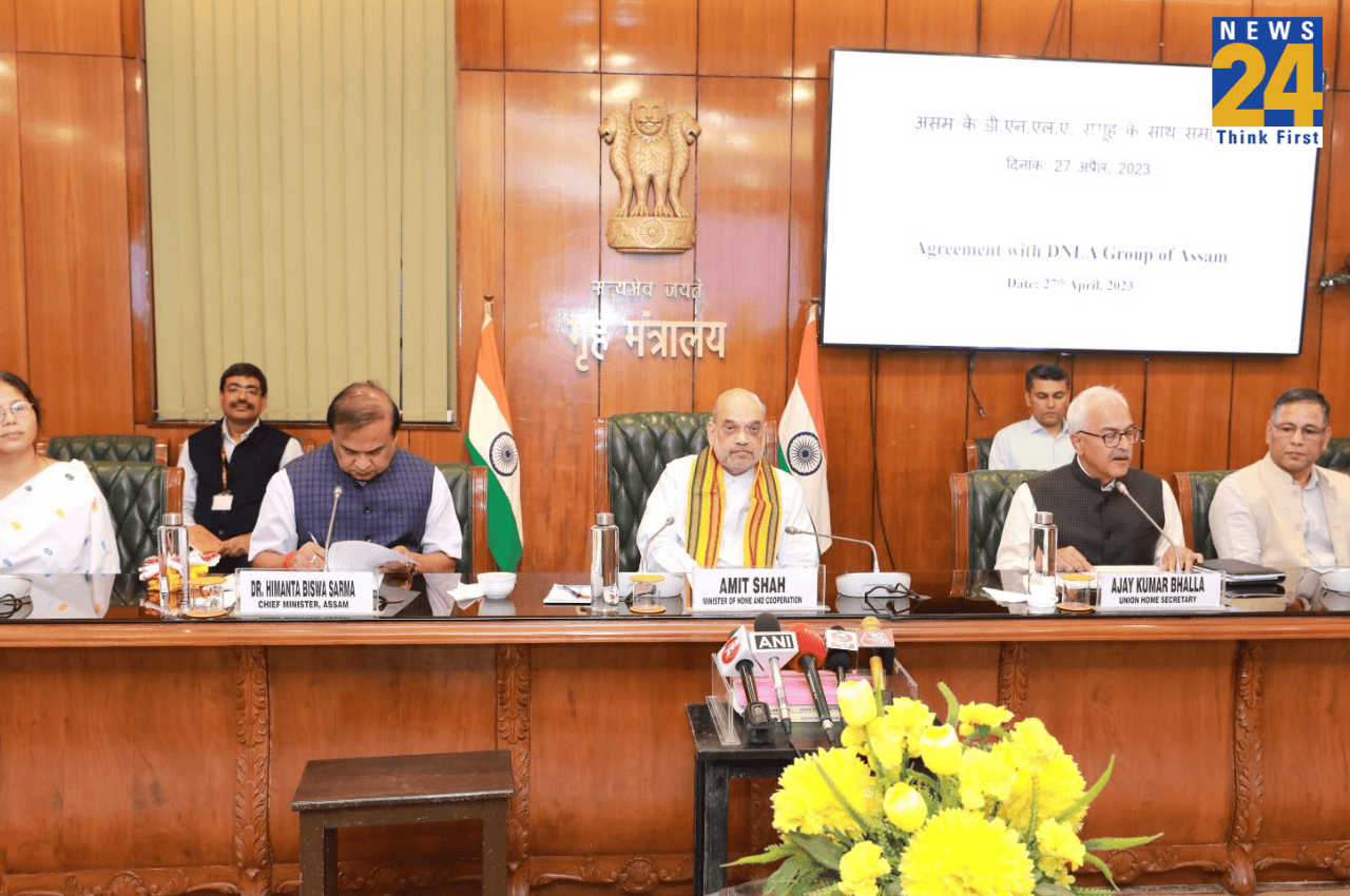 Amit shah (13) Tripartite pact, Amit Shah, Dimasa National Liberation Army, Assam Government, Himanta Biswa Sarma