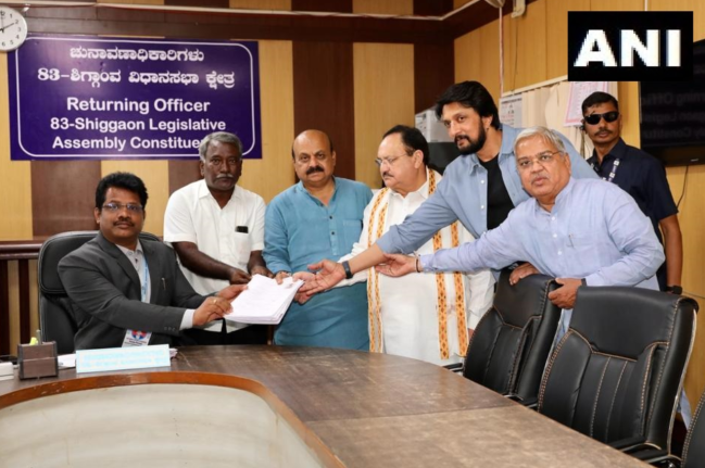 CM Bommai Basavaraj Bommai, Shiggaon, BJP, JP Nadda, Kiccha Sudeepa, Karnataka Assembly Election