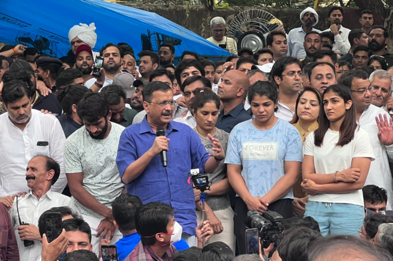 Delhi Wrestlers Protest, Arvind Kejriwal, AAP, WFI, Brijbhushan Sharan Singh