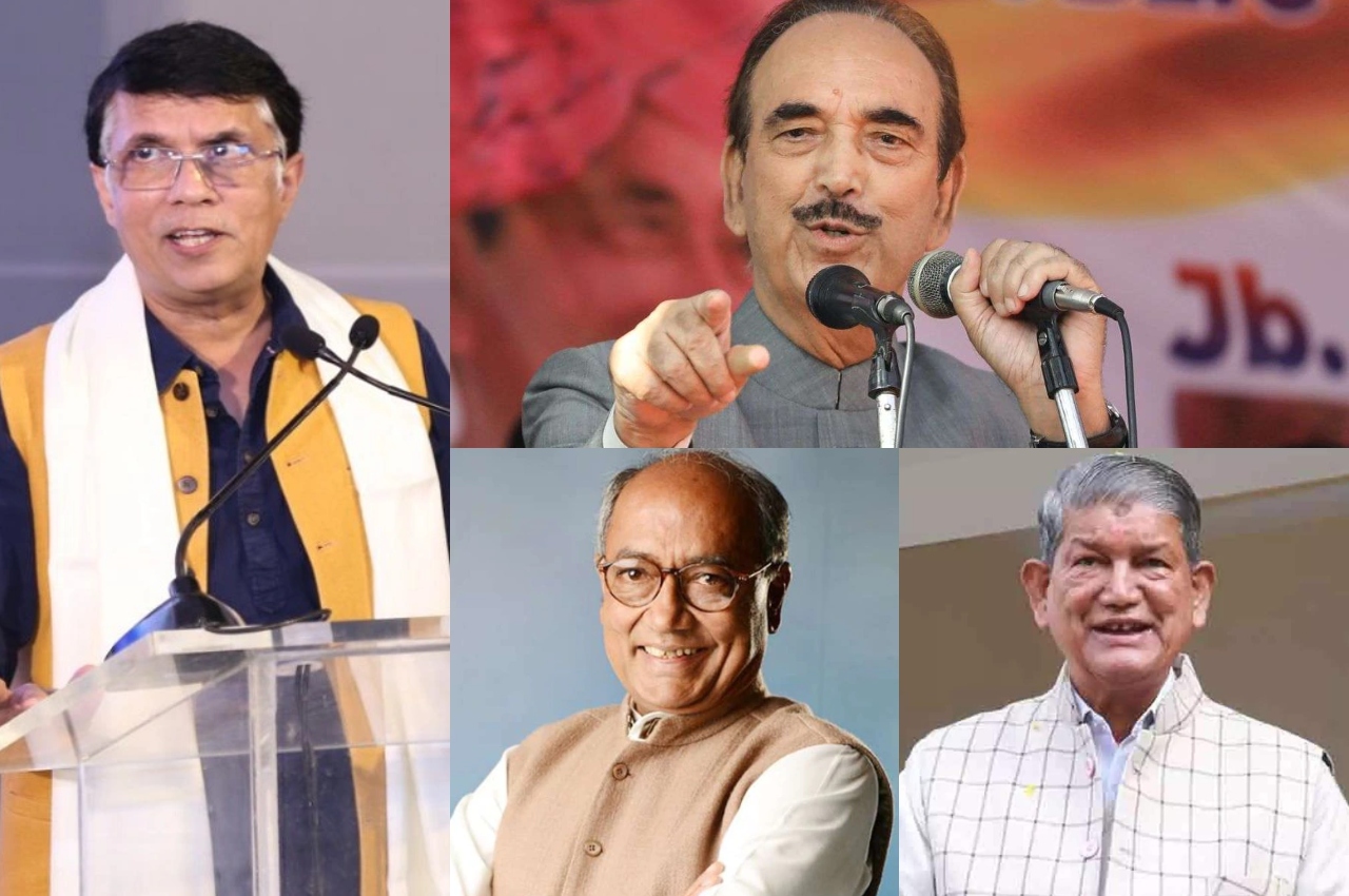 Digvijaya Singh, Harish Rawat, Pawan Khera, Ghulam Nabi Azad, Congress