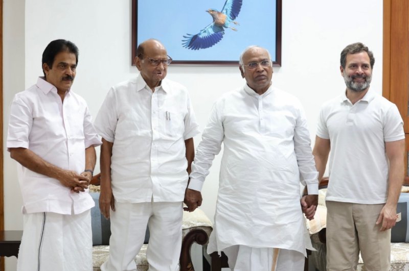 Sharad Pawar, Mallikarjun Kharge, Rahul Gandhi, Opposition Unity