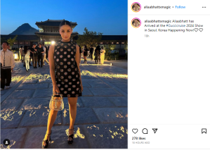 Alia Bhatt Gucci Cruise 2024 fashion show