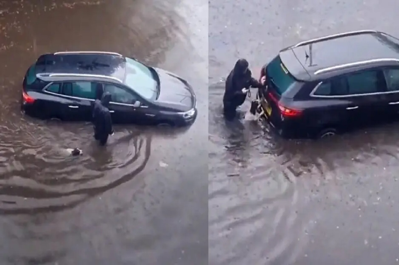 car in water