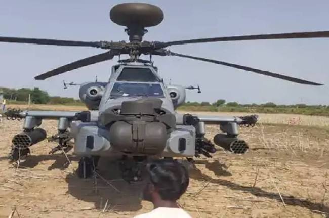 mp bhind emergency landing of apache helicopter