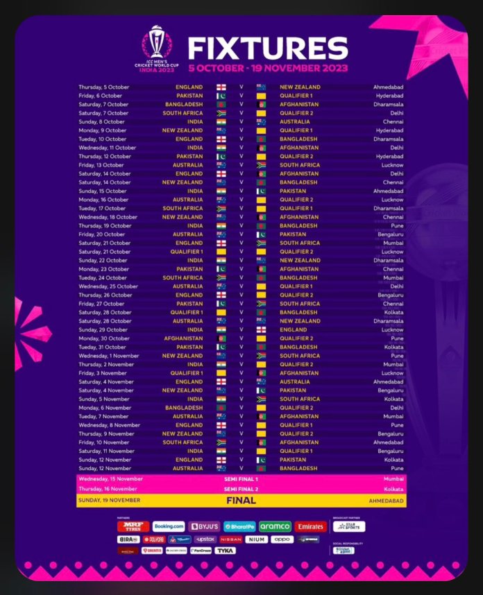 ICC WC 2023 Schedule