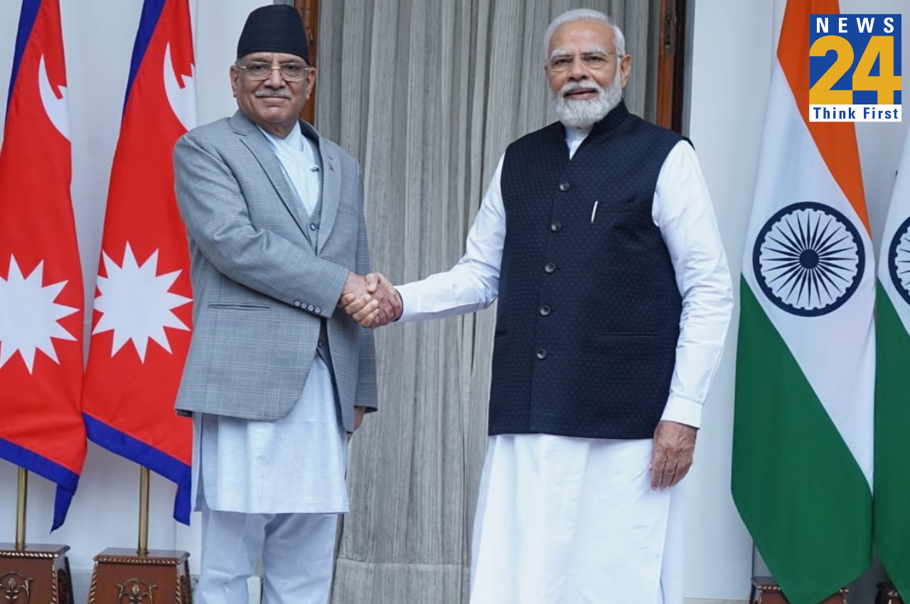 Prime Minister Narendra Modi and Nepal Prime Minister Pushpa Kamal Dahal ‘Prachanda 1