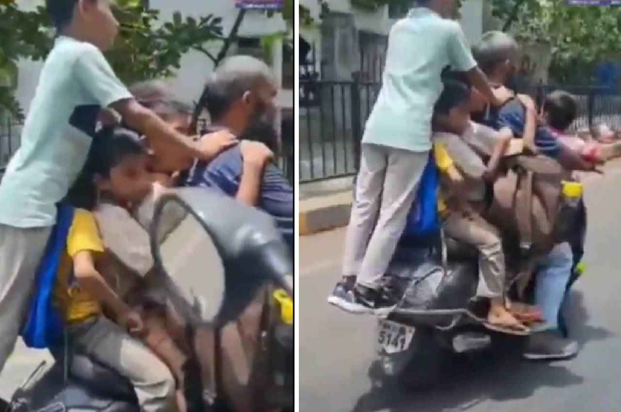Viral Video: मुंबई में स्कूटी पर 7 बच्चों के साथ घूमता दिखा शख्स, पुलिस ने FIR दर्ज कर किया गिरफ्तार