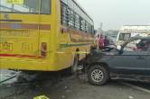 Ghaziabad News, Uttar Pradesh News, Ghaziabad Accident, school bus car collision