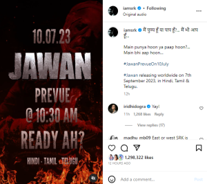 Jawan Teaser Release Date