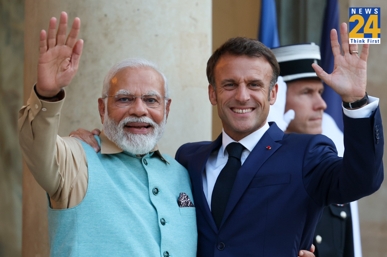 PM Narendra Modi and French president Emmanuel Macron