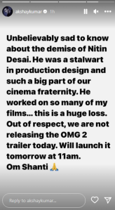 Akshay Kumar upcoming film OMG 2 Trailer postponed