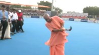 CM Yogi Video, CM Yogi, CM Yogi hold hockey stick, Jhansi News, UP News