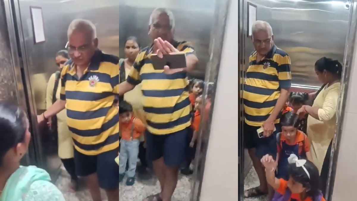 Watch Video: प्ले स्कूल के मासूम बच्चों को शख्स ने लिफ्ट से जबरन उतारा, सीढ़ियों से भेजा