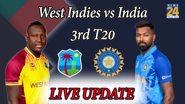 West Indies vs India 3rd T20I Live Update