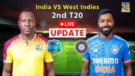 West Indies vs India 2nd T20I Live Score