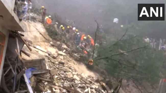 Landslide in shimla Temple collapsed Landslide in shimla Temple collapsed