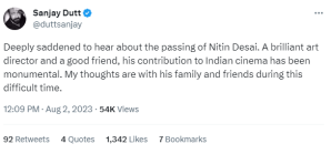 sanjay dutt on nitin desai