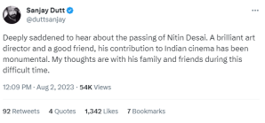 sanjay dutt on nitin desai 