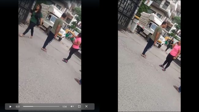 viral video, off beat video, lady, guard, noida news in hindi