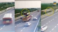 Watch Video, Meerut-Delhi Expressway, Bus accident Video, Viral Video, Expressway Video