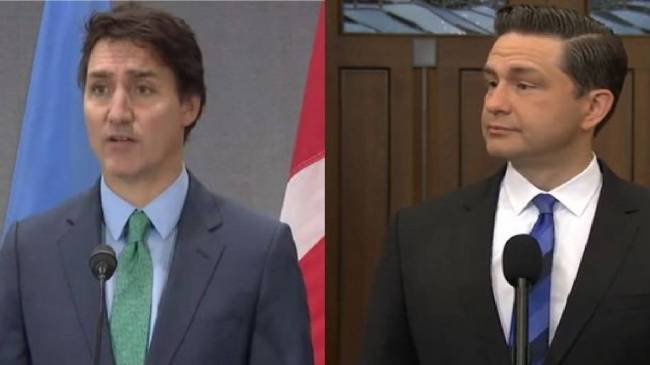 Pierre Poilievre canada pm candidate justin Trudeau trails in news survey