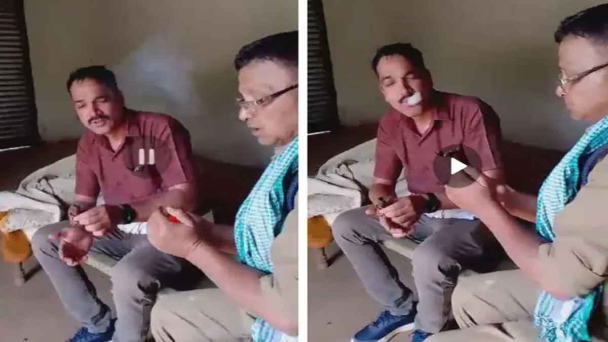 छत्तीसगढ़ में गांजा पीते दो पुलिसकर्मियों का वीडियो वायरल, SP ने जारी किया नोटिस