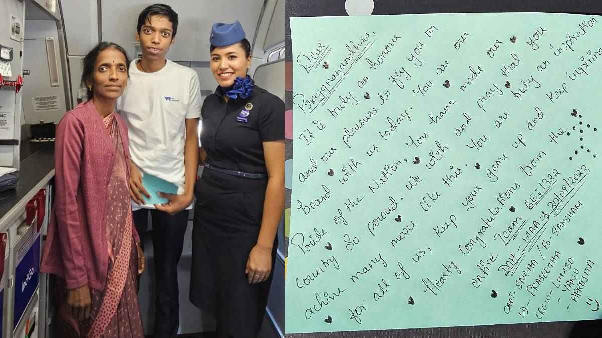 प्राइड ऑफ नेशन... शतरंज के सितारे आर प्रगनानंद के लिए Indigo क्रू मेंबर ने लिखा प्यारा नोट