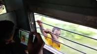 Thief Hangs Speeding Train Window Shocking Video viral
