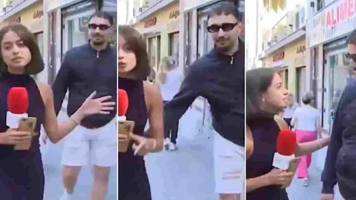 Touching Female Reporter On Live TV