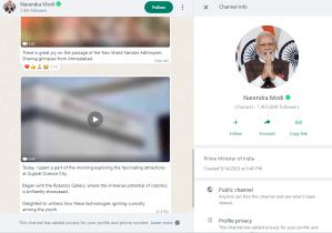 WhatsApp Channel PM Narendra Modi