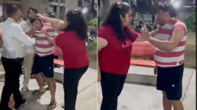 Woman beat up man pulls hair removing missing dog poster