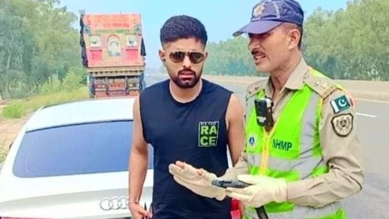 babar azam challan pakistan traffic police photo viral