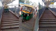 Delhi man runs auto on foot overbridge