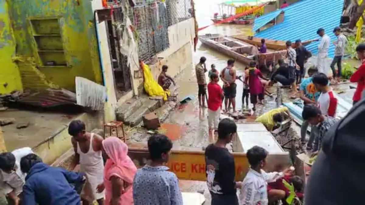 मध्यप्रदेश में उफान पर आई नर्मदा, बांध के सारे गेट खोलेने से,ओंकोरेश्वर में दुकान, आश्रम बहे