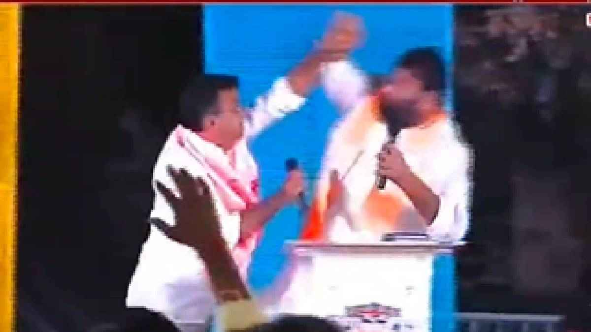 Watch Video: लाइव डिबेट में तेलंगाना विधायक ने खोया आपा; BJP नेता का गला पकड़ा, धक्का भी दिया
