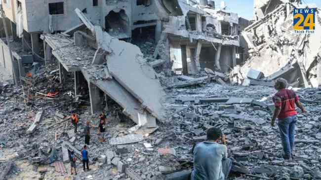 Gaza People Searching Relatives Dead Body as Darkness Falls